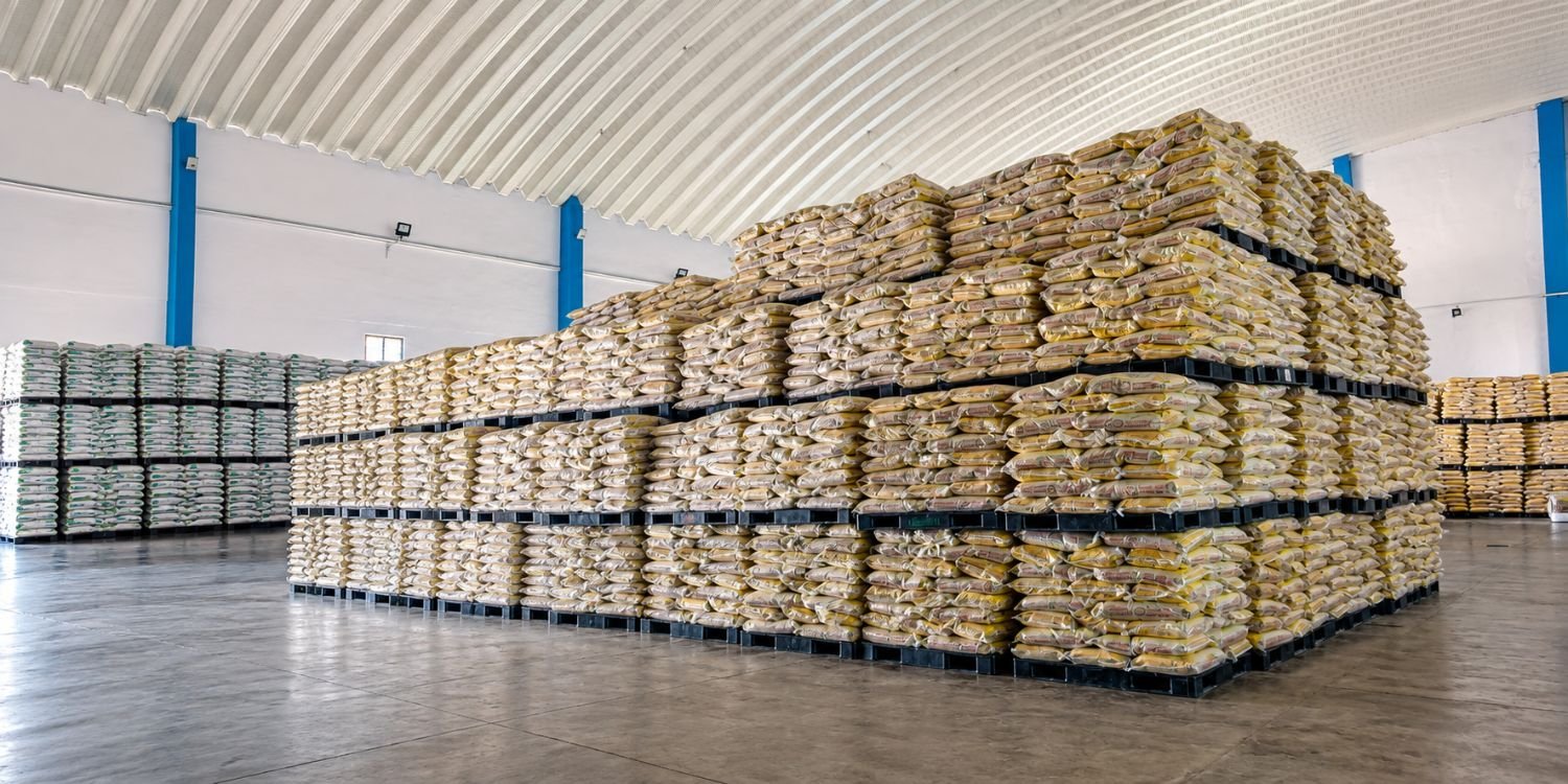 Rice warehouse storage background
